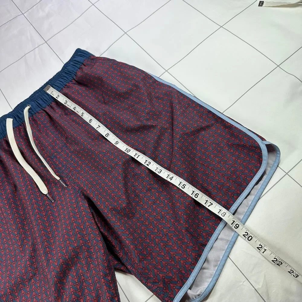 Fair Harbor Shorts Mens XXL Blue Red Anchor Trunk Athletic Swim Pool Beach Lined